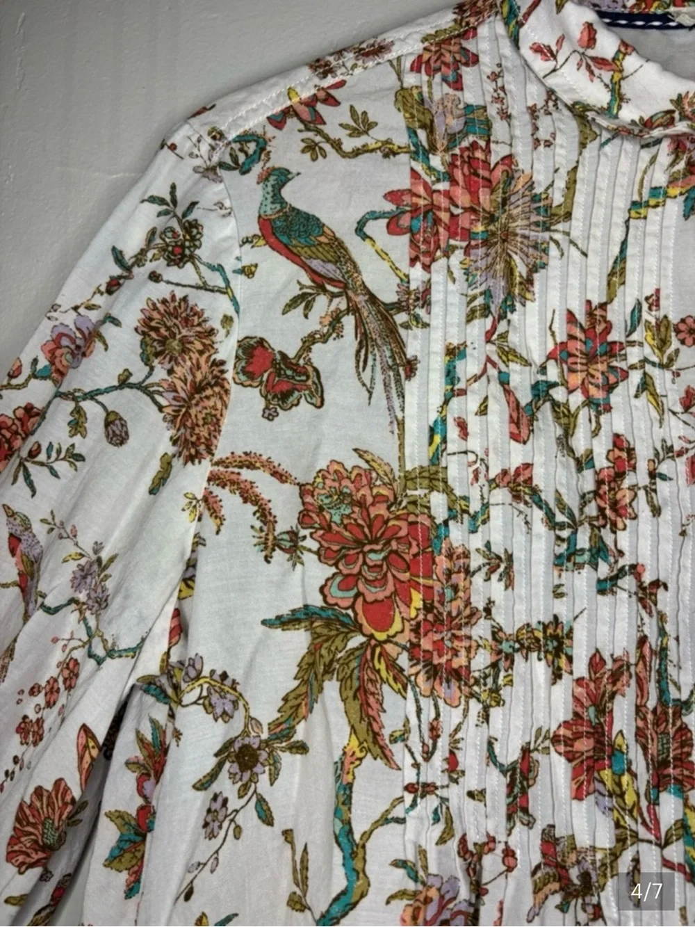 Anthropologie Pilcro Floral Pintuck Blouse - Picture 3 of 4